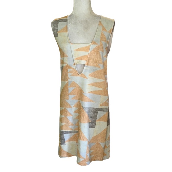 NWOT Mara Hoffman Cream Knit Cutout Mini Shift Dress in Loom Peach Pastel - L - Picture 4 of 14